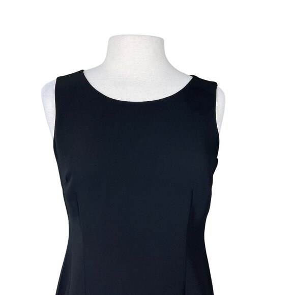 Jones Studio Black Sleeveless Sheath Dress Size 8 Polyester Lined Back Slit - Picture 2 of 7